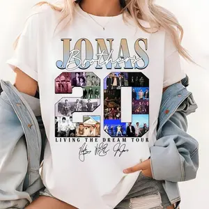 Jonas T-Shirt, 20th Anniversary Albums Shirt, Living The Dream Tour 2026 Tee, Joe Jonas Merch, Retro Concert Graphic, Unisex Music Fan Gift