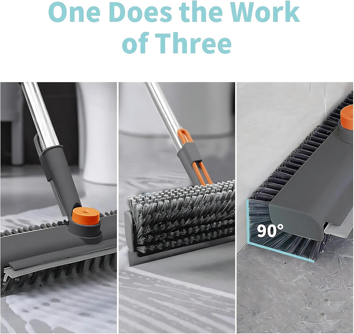 Floor Scrub Brush Bathtub Brush with Long Handle 3 in 1 Scrape and Heavy-Duty Stiff Bristle Scrubber Brush for Cleaning Shower Bathroom Patio Garage Kitchen Wall and Deck Cleaning Supplies for Home Essential Items for Home  Gifts tiktokshop outdoorfun Gra