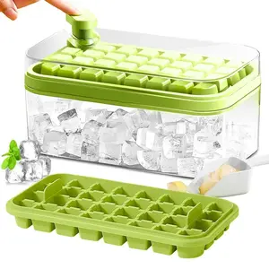 Ice Tray with Lid and Storage Box, 32/64 Grid Ice Cube Mold, Refrigerator Ice Molds, Kitchen Accessories, Bar Tools, Home Use
