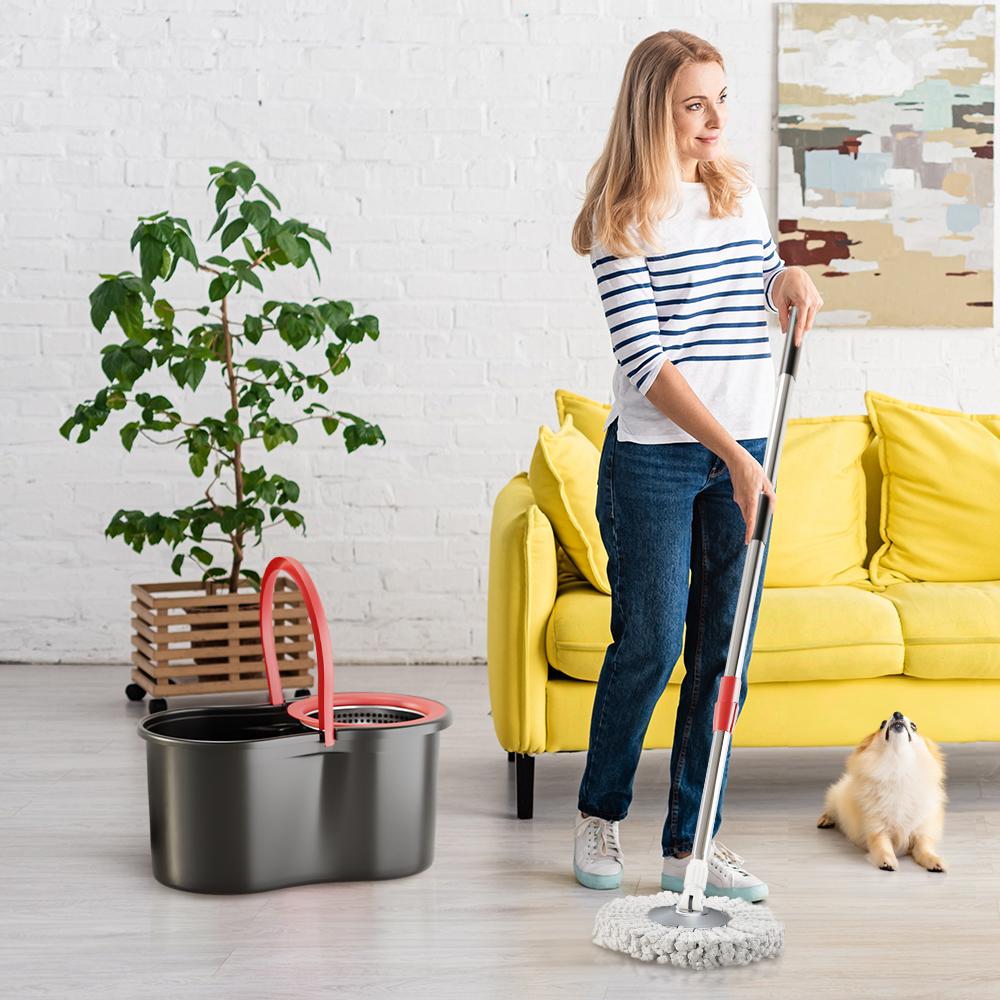 Spin Mop And Bucket Set with Wringer, 360° Rotating Mop Bucket System, Includes 3 Microfiber Mop Refill Heads And A 61-Inch Adjustable Stainless Steel Handle, Ideal for Bathroom Use, Efficient Floor Cleaning, Home Cleaning Spin Mop And Bucket Set with Wringer, 360° Rotating Mop Bucket System, Includes 3 Microfiber Mop Refill Heads And A 61-Inch Adjustable Stainless Steel Handle, Ideal for Bathroom Use, Efficient Floor Cleaning, Home Cleaning
