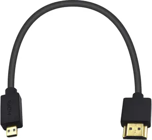Micro HDMI to HDMI Cable, HDMI to Micro HDMI Cable, Extreme Slim Micro HDMI Male to HDMI Male Cable Support 1080P, 4K, 3D for GoPro Hero 8/7 Black,Sony A6500/A7,Canon Camera 30cm 1FT