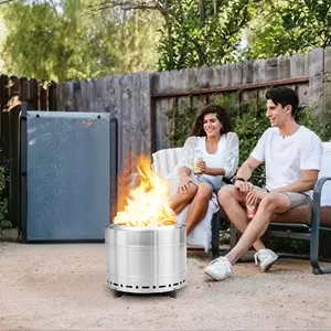 Stainless Steel Smokeless Fire Pit - 19.3 Inch Portable Design For Outdoor Camping, Bonfire Events, And Low Smoke Backyard Gatherings Exterior Modern