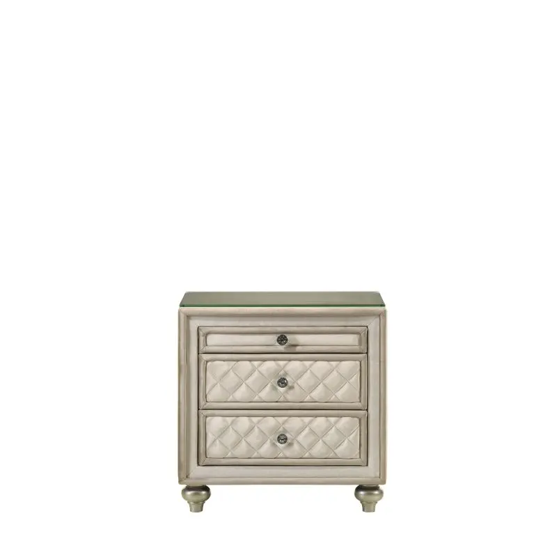 Lucienne Beige Velvet Nightstand