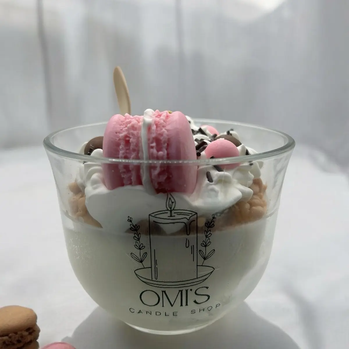 OMI's Candle Shop Macaroon Cookie Jar Teacup Candle in Decorative Jar with Scented Orange