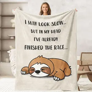 Funny Sloth Gifts Blanket for Adult Kids, Unique Best Friend Birthday for Women Men, Gag Gift, Relaxation Stress Relief Gifts for Cowoker, Quirky Home Decor for Sloth Lovers 50"x60"