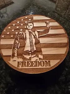 Freedom Patriotic Wood Coaster Set of 4  Handcrafted by US Veterans