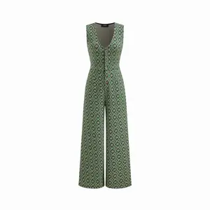 Cider Floral V-neck Button Wide Leg Jumpsuit SwimWeek