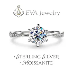 [EVA Jewelry] Wedding Engagement Ring 925 Sterling Silver Synethic Moissanite Ring