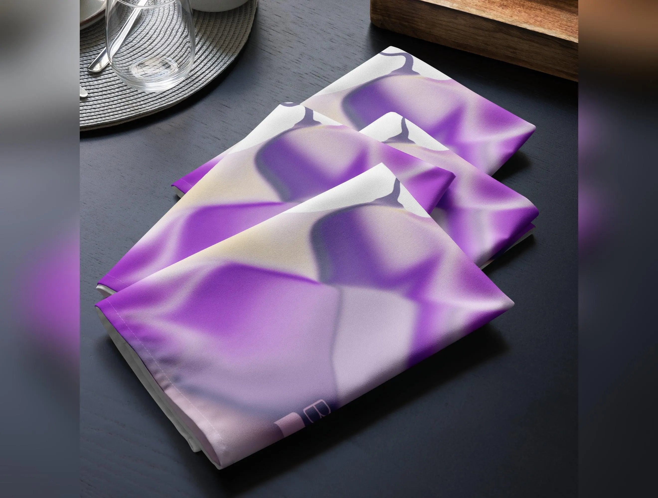 Ribbons Purple BeSculpt Kaleidoscope Cloth Napkin Set of 4