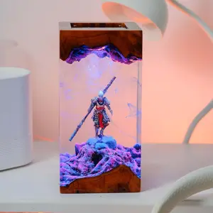 Handmade Wukong Resin Sculpture – Custom Epoxy Art, Mythical Warrior Collectible, Black Resin Display, Bedside & Desk Decor, Unique Gift for Him