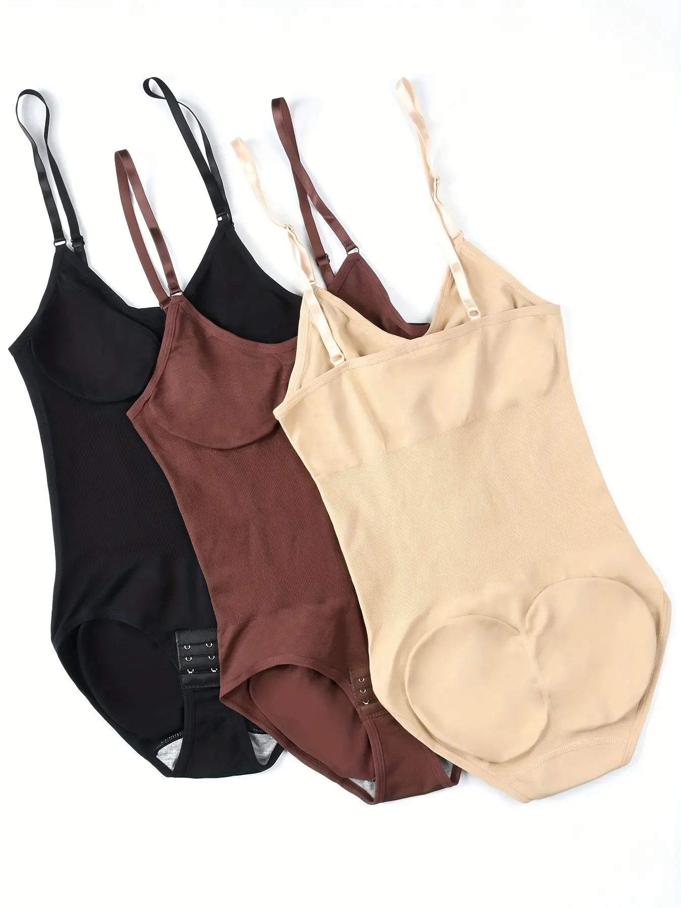 3 Pack Women’s Spaghetti Strap Shapewear Bodysuit - Tummy Control & Butt Lifting Seamless Body Shaper