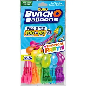 Zuru 6050135 Bunch O Balloons Rapid Filling Water Balloons Plastic Rubber, Assorted Color - 100 Piece