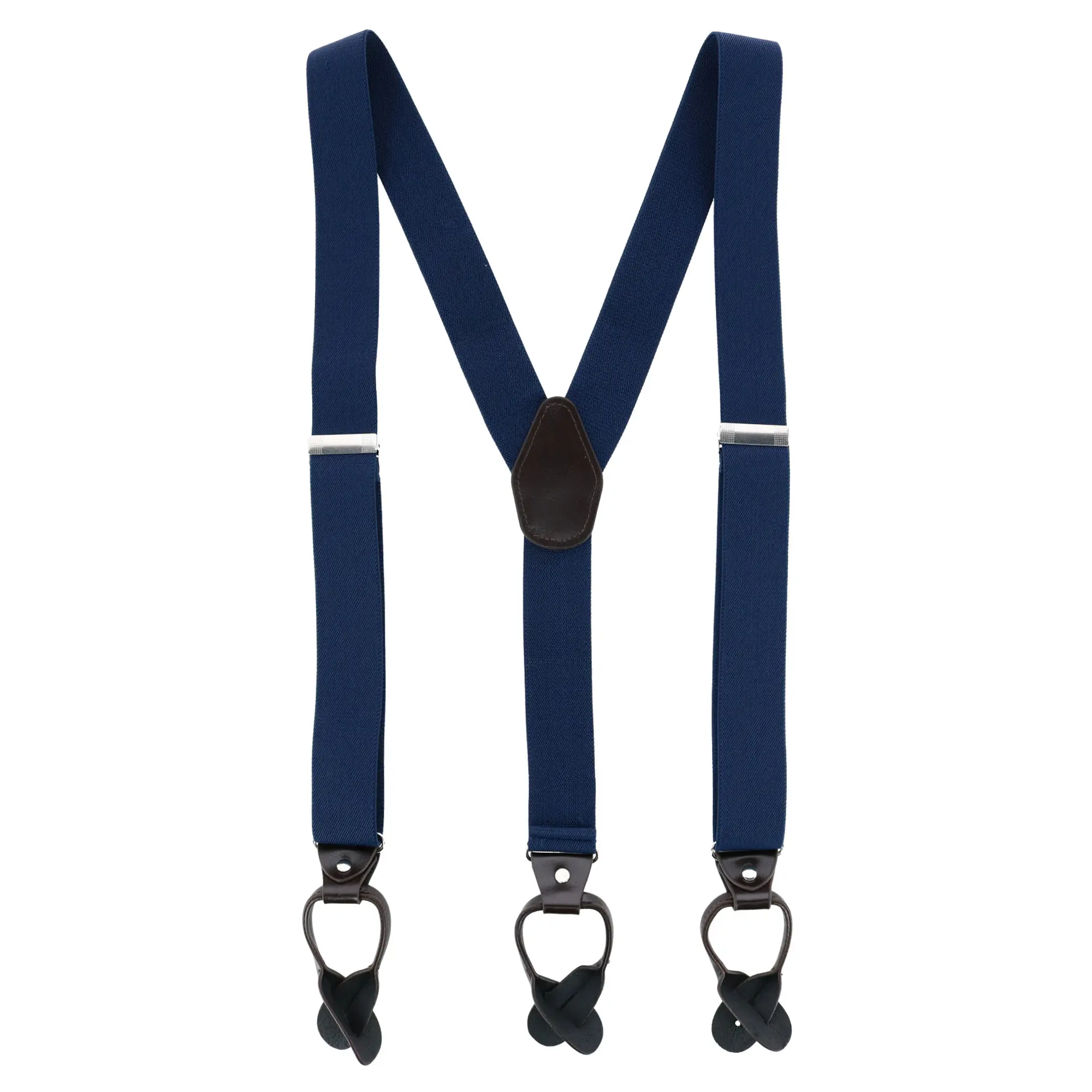 CTM Men's 1.375 Inch Wide Solid Color Y-Back Button-End Suspenders, Button-End Suspenders, Male, Adjustable, Everyday Wear, 6 Buttons