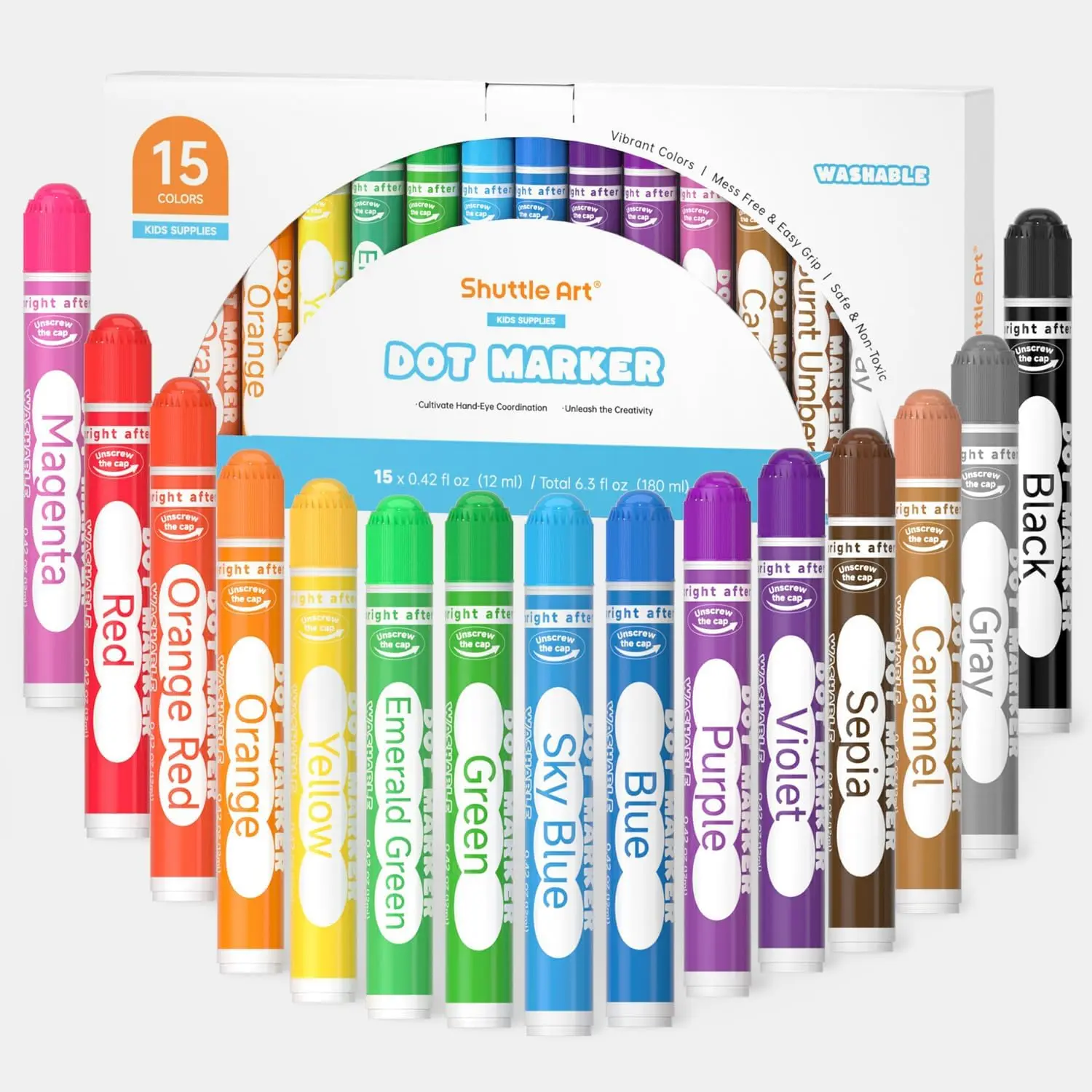 Dot Markers, 15 Colors Washable Markers for Toddlers,Bingo Daubers Supplies Kids Preschool Children, Non Toxic Water-BasedGift.