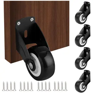 4 count 2" Gate Wheels, Anti-Sag Door Bottom Support Wheels with Mounting Screws, Anti-Friction Casters Repair Dropping Wooden Doors, Vertical Mounting Furniture fix Rollers