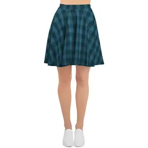 Teal Plaid Skater Skirt