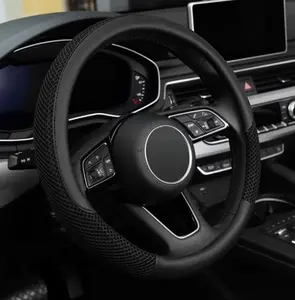 Car Steering Wheel Cover, Leather Steering Wheel Cover,Universal 14.5-15 Inch Microfiber Leather Anti-Slip Breathable Auto Steering Wheel Covers for Men Women (Black)