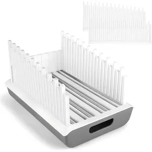 Bread Slicer Guide for Homemade Bread with 304 Stainless Steel Sheet and Storage Tray、3-Slice Thickness，Adjustable Width Making Tools for Cake、Bagels、toast.