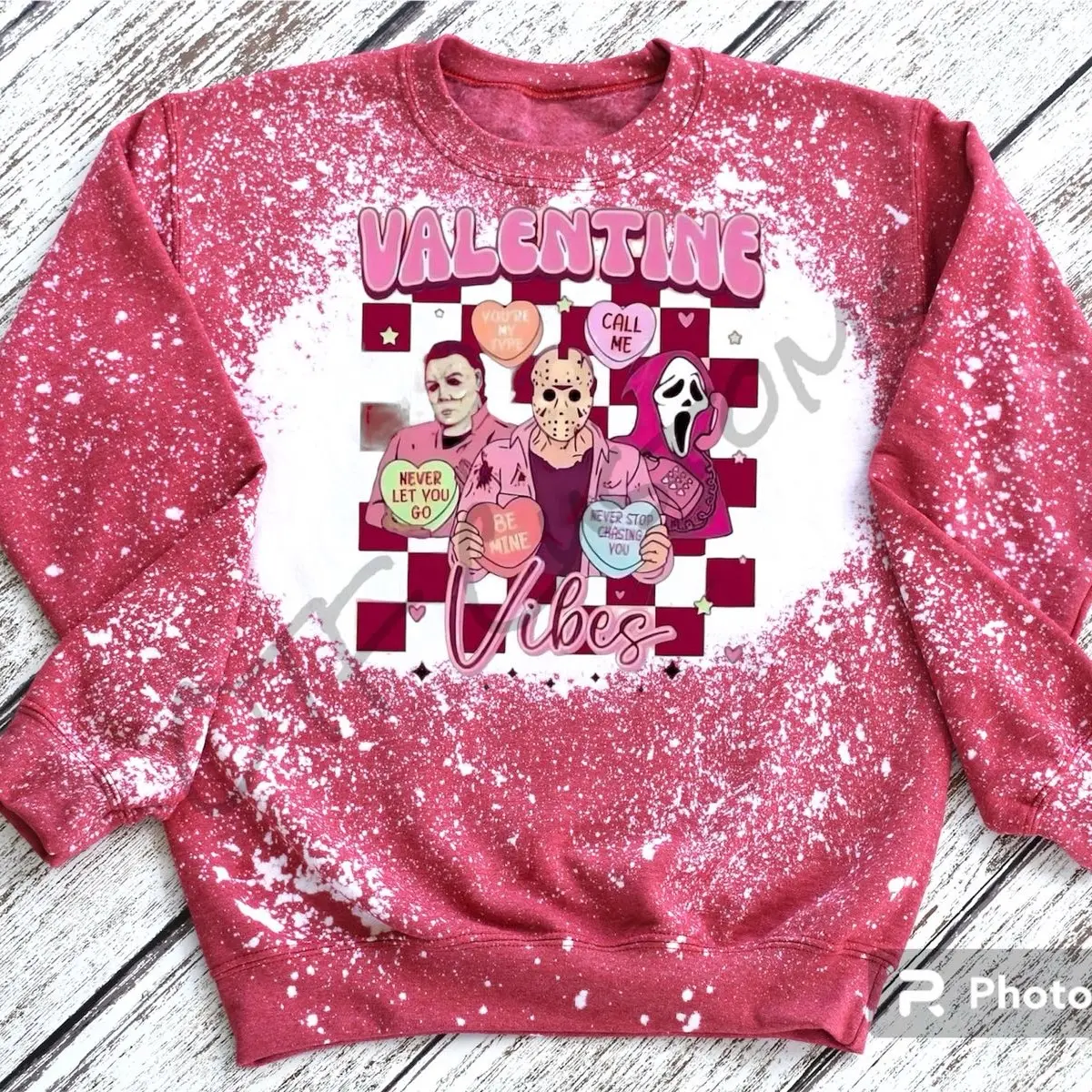 Valentine vibes bleached red unisex sweatshirt