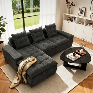 CAODOC All-New Upgraded Boneless Modular Sectional Couch,Soft Seat Chenille Cloud Couches for Living Room,Modular Chenille Cloud Sofa for Apartment,No Assembly Required