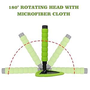 Windshield Cleaning Tool, Microfiber Car Window Cleaner with 4 Reusable and Washable Microfiber Pads and Extendable Handle