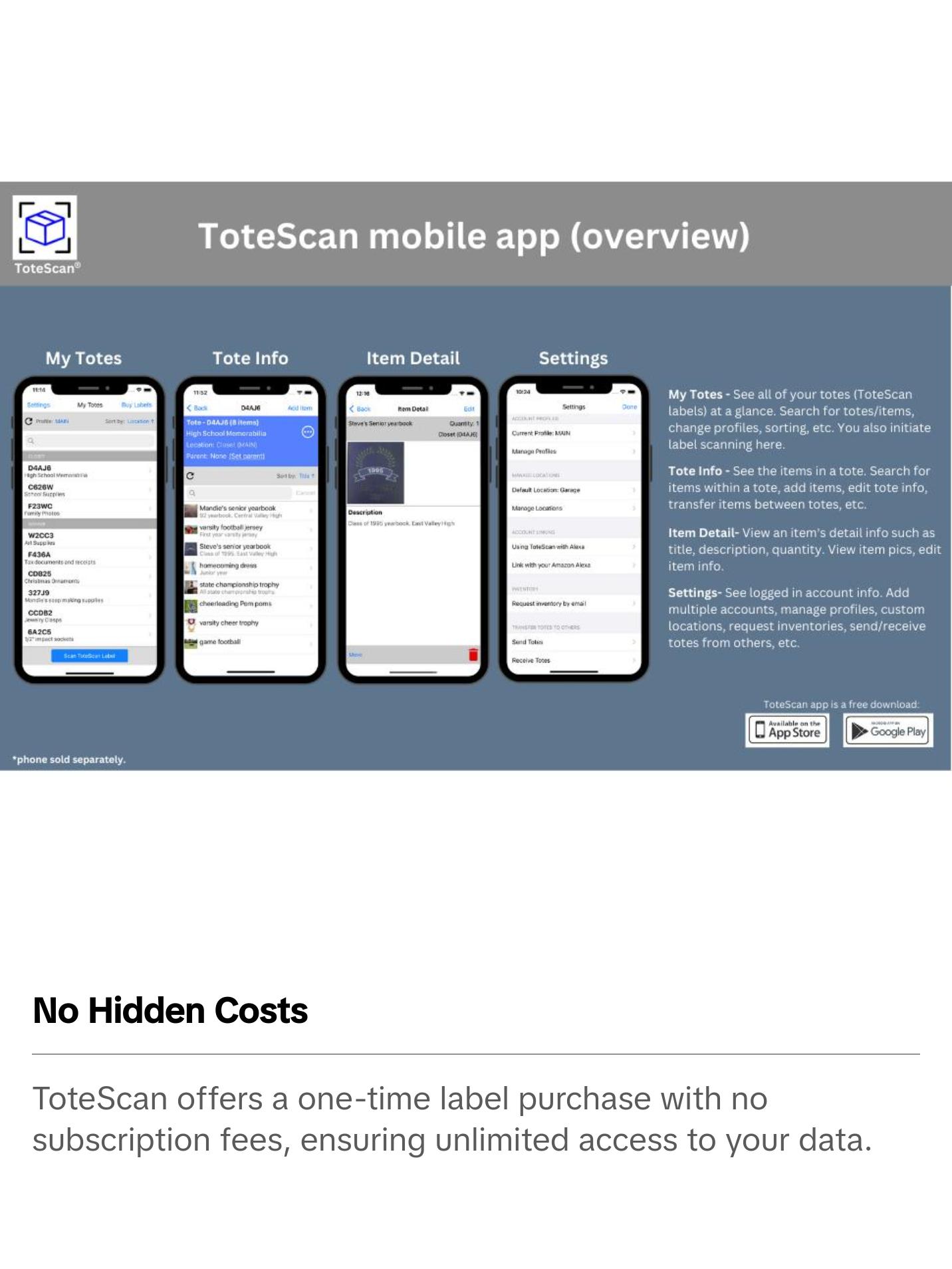 ToteScan HD Color (Heavy Duty) Intelligent QR Labels for Organization/Moving/Storage (45 Unique Labels, 2.5"x3") ToteScan HD Color (Heavy Duty) Intelligent QR Labels for Organization/Moving/Storage (45 Unique Labels, 2.5"x3")