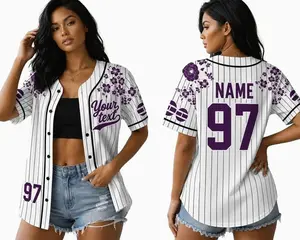 Personalized Purple Floral Baseball Jersey, Custom Name Number Shirt, Concert Fan Outfit, Music Festival Jersey, Unisex Gift