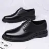 Men's Luxury Business Leather, Elegant Lace-Up Formal Wedding Shoes, Dress Shoes, Business Style Shoes, Casual Work Party Meeting Wear, Formal Footwear, Office Shoes, All-Season Microfiber Rubber Sole