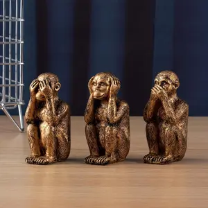 3 Wise Monkeys Statue Set - Hear No Evil See No Evil Speak No Evil - Resin Monkey Figurines for Office and Home Decor - Memorable Gift Option - Bronze Coating