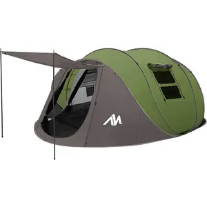 6 Person Easy Pop Up Tents for Camping -  Double Layer   Tent with Vestibule & Porch, Large Size Family Tent Automatic Setup for 4-6 People Camping Hiking (Poles Included)