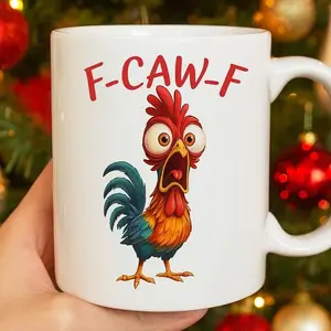 [ Sale Up To 50%] Funny F-Caw-F Chicken Coffee Mug 11oz & 15oz With Handle Inappropriate Rooster Humor Cup Gag Gift for Him Her Chicken Lover Farm Animal Hilarious Coffee Gift Festive Design for Movie Nights