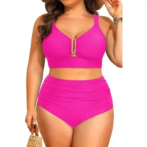 Yonique Women Plus Size High Waisted Bikini - Two Piece Swimsuit U-Wire Cutout Tummy Control Bathing Suit 2026 Swimwear  SwimWeek  summervibes