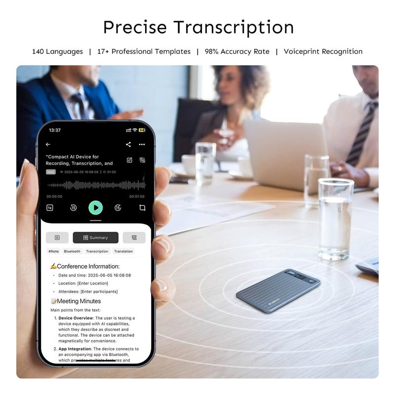 AI Voice Recorder with App Control : AI Transcription, Summarization & Mind Maps, Portable AI Note Taking Device with Case 64GB Memory Recording for Calls, Speeches, Meetings, Interviews