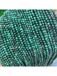 2/3/4mm Natural Stone Faceted Green Malachite Small Beads Elegant Loose Spacing Beads for DIY Bracelets, Necklaces, Earrings Accessories, Jewelry Making Supplies, Ladies' Gifts