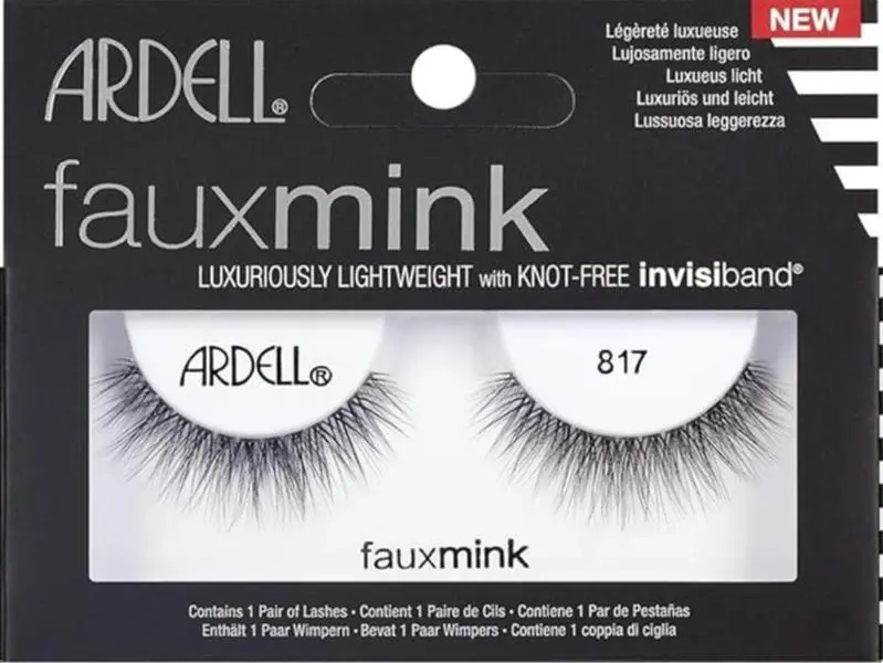 Ardell Faux Mink 817 False Eyelashes, Spiky Lash Clusters with Tapered Ends for a Lengthening, Feathery Look, Medium Volume with Invisiband, 1 Pair, Synthetic, Spiky Lashes, Lash Cluster, False Eyelashes & Adhesives