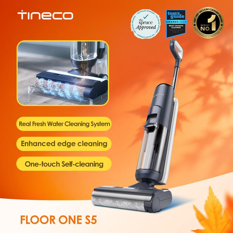 Tineco FLOOR ONE S5 Smart Cordless Wet‑Dry Vacuum & Mop, iLoop Smart Sensor, Digital Display, 30% Larger Water Tank, Hands‑Free Self‑Cleaning, Voice & APP Control for Hard Floors Pet Hair