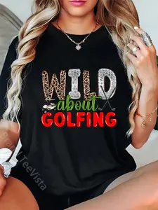 100% Cotton Wild About Golfing Animals Pattern Golfer Tee T-Shirt