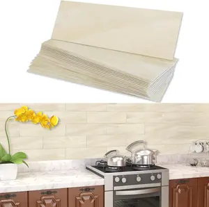Peel and Stick Backsplash for Kitchen Tile,Peel and Stick Tiles for Walls Tile Stickers  Marble Tile Backsplash 3.85"x11.73"(16Tiles) Beige Travertine