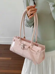 1pc The women's law stick armpit bag is a fashionable and gentle hand-held single shoulder style, Fashionable casual bag with polka dot design and metal buckle, suitable for dating, daily outings, and summer wear, easily creating a gentle atmosphere.