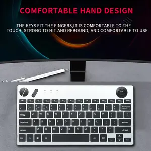 JOMAA Wireless Dual-mode Keyboard with Trackball Air Mouse 1600dpi Bluetooth USB Trackball Keyboard for TV iPad Phone Laptop Slient Click Keyboard