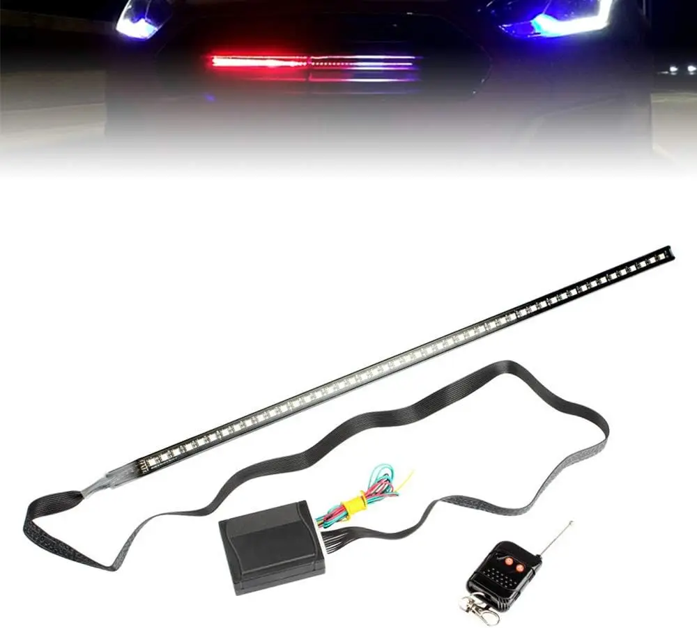 DIBMS RGB 48 5050 SMD Scanning Knight Rider Light Bar Strip W/Remote Control Turn Signal Third Brake Light, Prevent tailgating and warn vehicles. Men's Car Accessories