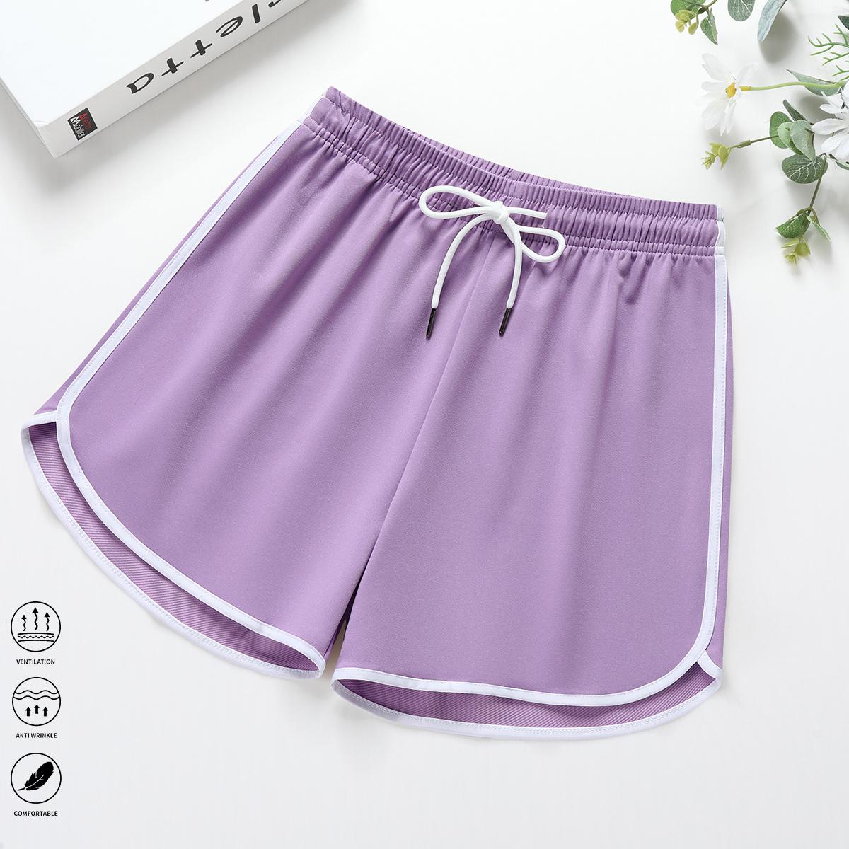Women’s casual shorts, athletic shorts, lounge shorts, solid color, drawstring elastic waistband, suitable for casual wear and outdoor sports/yoga, women’s shorts, summer clothing