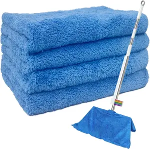 4 Pcs Extra Large Microfiber Cleaning Cloth, 30"x20" Washable Reusable Floor Cloth for Squeegee Mop House Floor Kitchen Car Window Highly Absorbent, Lint and Streak Free