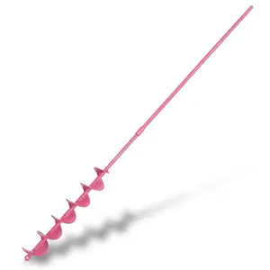 2x32 Inch Pink Long Handle Auger Drill Bit for Planting - Garden Tools Auger Drill Bit, Spiral Garden Auger for Planting Bulbs and Flowers