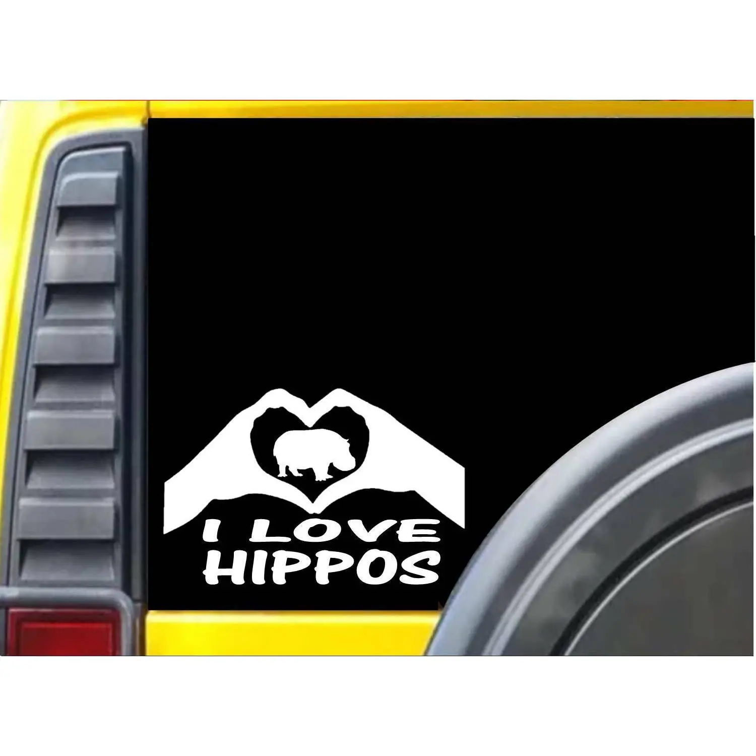 Hippo Hands Heart Sticker k009 8 inch hippopotamus decal