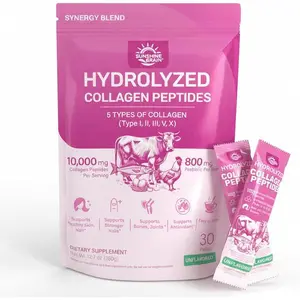 Multi Collagen Peptides Powder | 5 Types with Biotin, Hyaluronic Acid & Prebiotics for Hair, Skin, Nails & Gut Health | 30 Sticks