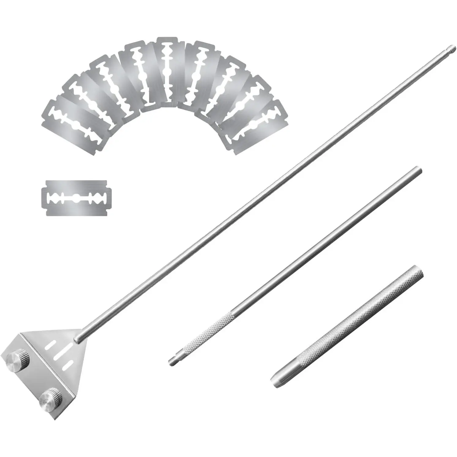 Algae Scraper for Glass Aquariums, 25.6" Fish Tank Cleaner, Stainless Steel Algae Scraper for Fish Tank with 10 , Aquarium Glass Cleaning Tools, Cleaning Accessories