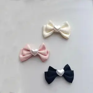 Sweet heart-shaped pearl double butterfly DIY accessory hair clip, shoe flower, clothing and mobile phone case accessory