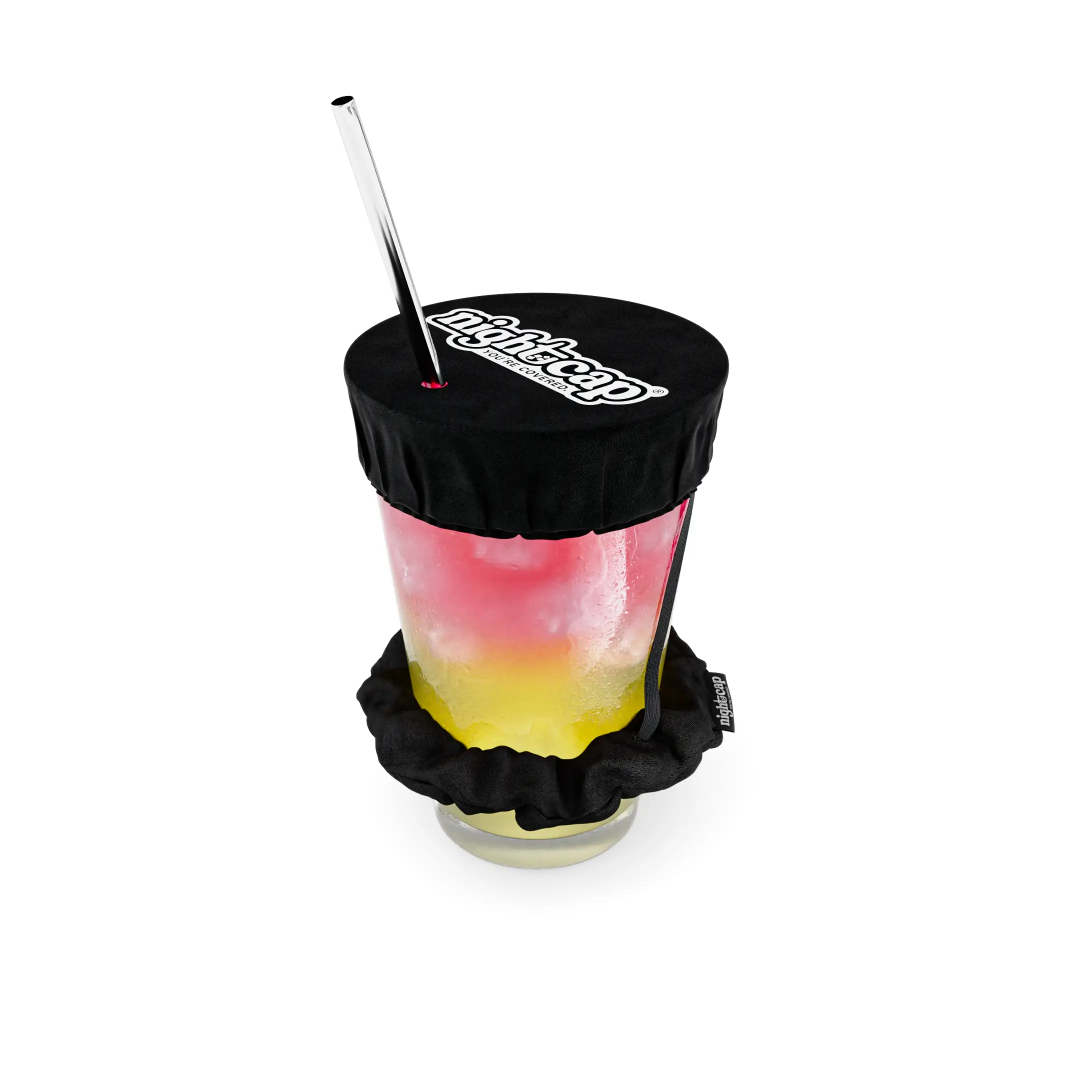 NightCap The Original Drink Cover Scrunchie - As Seen On Shark Tank & TikTok - Reusable Cup Lid - Prevents Spiking - Sanitary Pocket - Black Drinkware