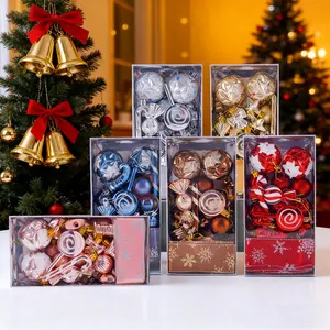 New Product 30PCS Painted Cane Candy Christmas Ball Set Mall Christmas Tree Decoration Small Ornaments Christmas Irregular Ball Gift Box